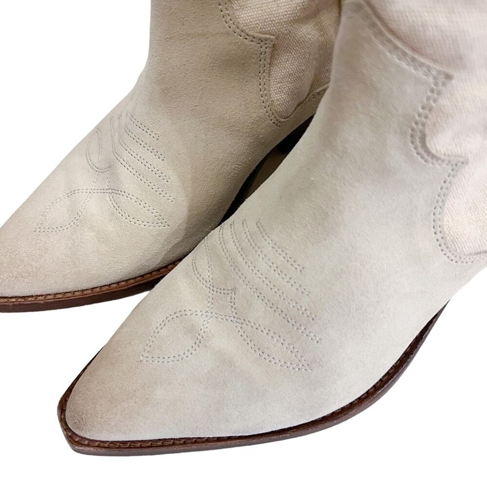Isabel Marant Demar Mix Canvas Ecru Short Western Point Toe Boots Size 38 - Picture 12 of 16